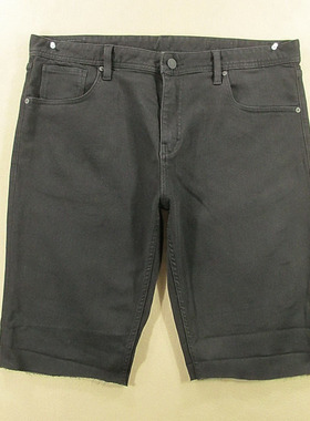 牛仔中裤五分裤男38码黑色弹力修身外单短裤全新品V211/8536-01