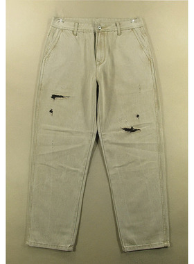 牛仔裤男31码加肥老爹裤宽松破洞卡其长裤子全新品*D102/38502-15