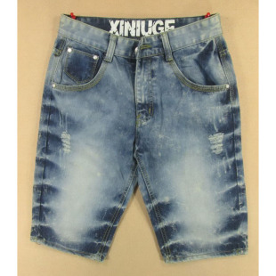 做旧水洗磨破直筒款 包邮 牛仔中裤 5509 29码 I201 五分裤