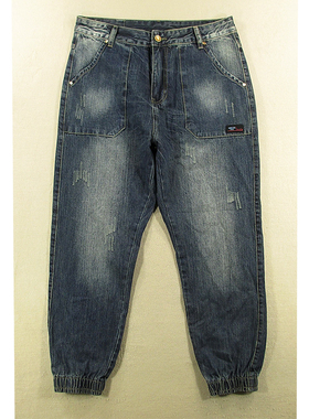 牛仔裤男长裤复古高腰宽松束脚锥形萝卜哈伦裤C206/98583*19