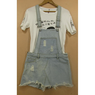 女27码 8114 破洞sv做旧学生潮流苏时尚 O201 裙裤 牛仔背带短裤