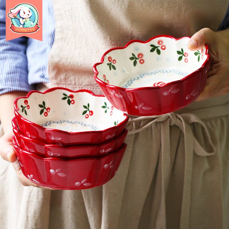 Japanese tableware and ceramics lovely ins cherry salad bowl