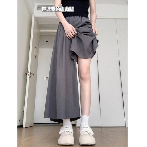 胖mm冰丝山本阔腿裙裤女速干九分