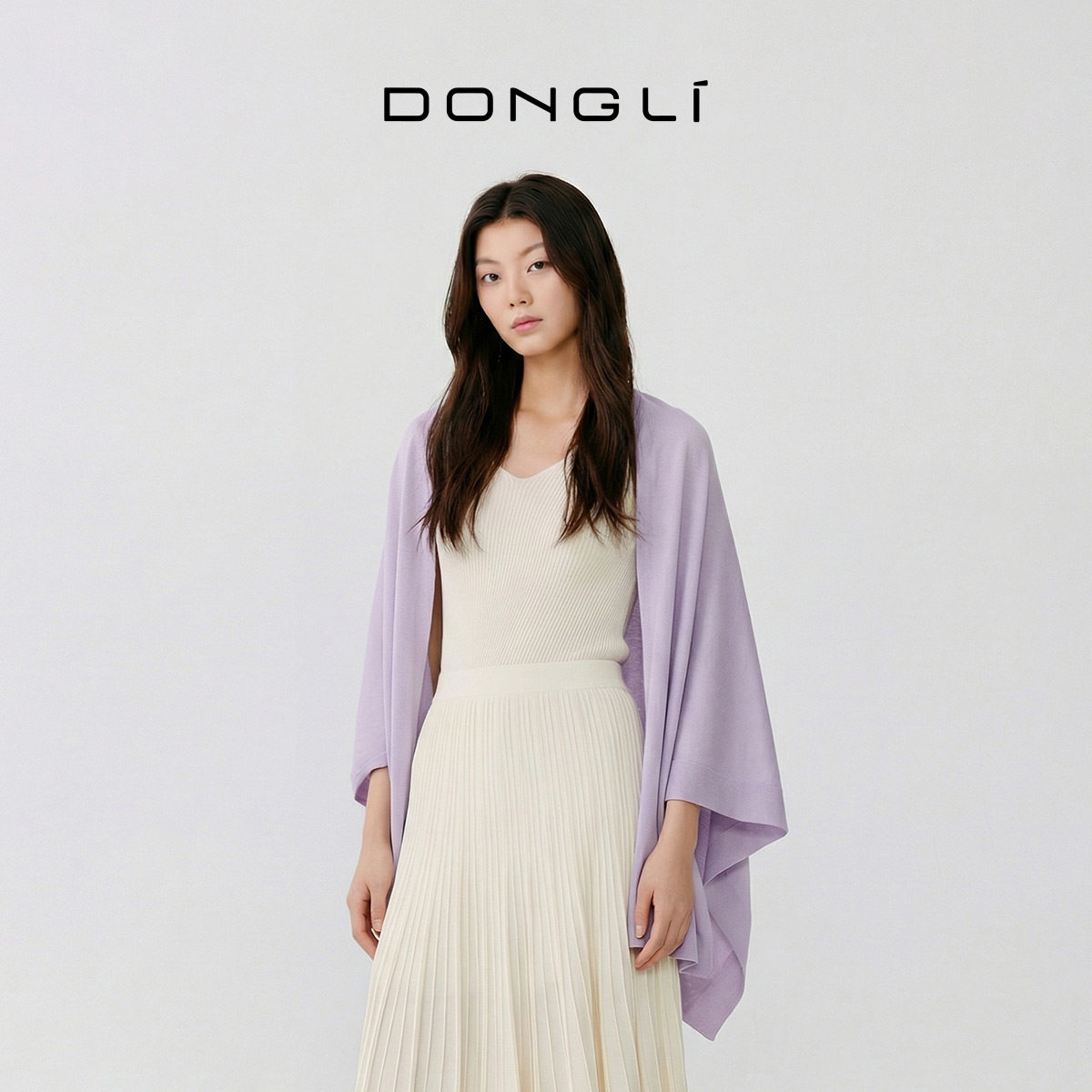 东黎 桑蚕丝山羊绒 纯色斗篷披肩蝙蝠袖夏季透气时尚百搭韩版2332