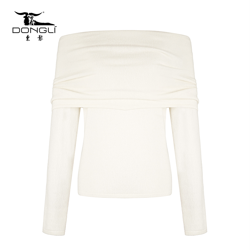 东黎长袖一字肩打底衫一字领