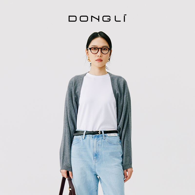 东黎小山羊绒正倒两穿短款套衫