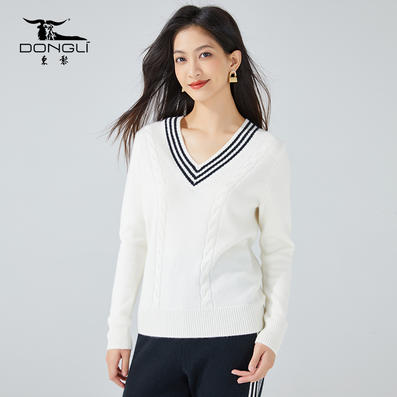 东黎长袖打底衫V领优雅