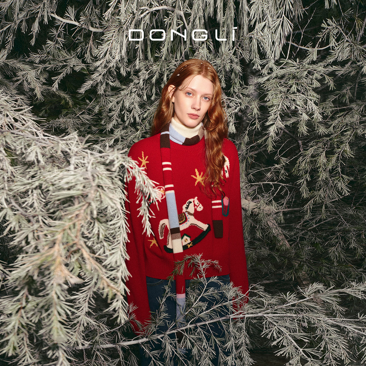 东黎山羊绒女士时尚彩色保暖围脖