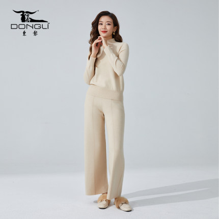 东黎山羊绒 女士全成型半高领显瘦打底衫无缝一体羊绒针织衫2594