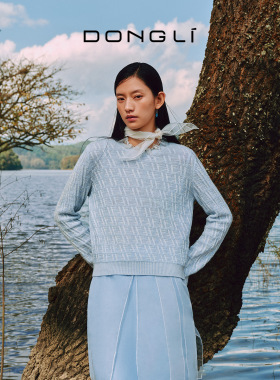 东黎复苏的呼吸-树畔新语 山羊绒圆领绞花套头打底针织衫女 6143