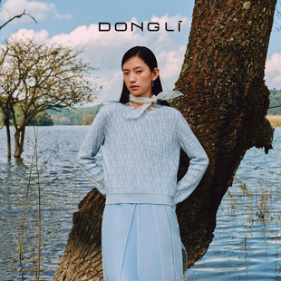 山羊绒圆领绞花套头打底针织衫 东黎复苏 呼吸 树畔新语 6143 女