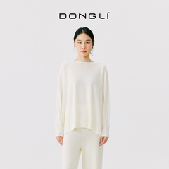 东黎 溯源款 小山羊绒 秋冬季圆领宽松套头衫白色打底羊绒衫 4766