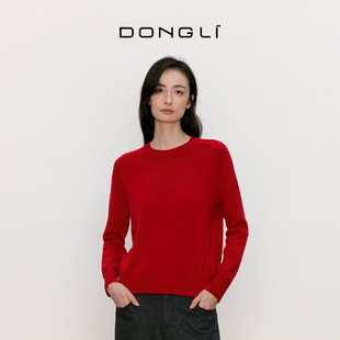 女士圆领纯色针织衫 新款 宽松套头毛衣5036 2025秋冬季 东黎山羊绒