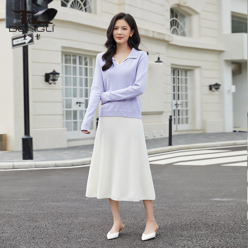 东黎中长款A字型优雅半身裙