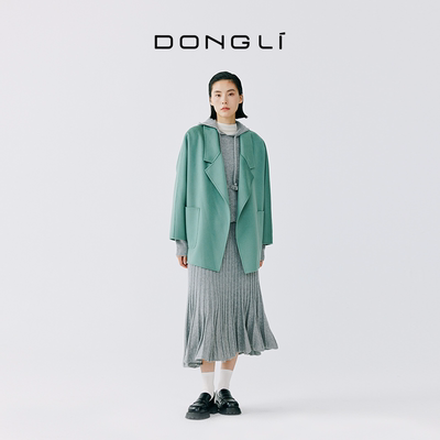 东黎短款100%纯羊绒双面呢大衣