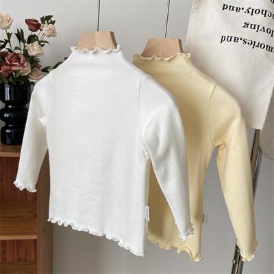 春秋婴儿木耳边领打底衫纯棉宝宝薄款长袖t恤内搭女童儿童衬衣女