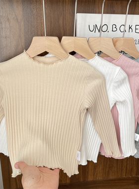 春秋婴儿打底衣内穿女童圆领白色纯棉上衣儿童秋衣女宝1-2-3-4岁