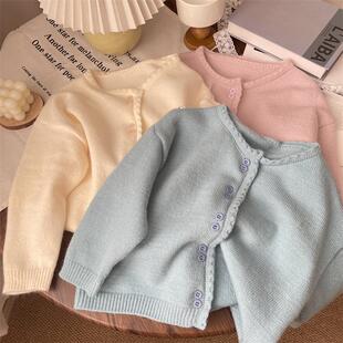 2025春秋款 宝宝毛衣外套幼儿园外搭衣服儿童春 童两粒纽扣针织开衫