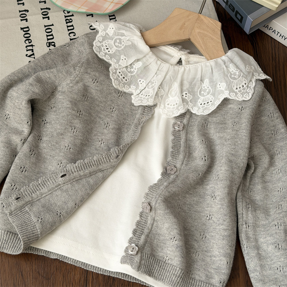 2026早春女宝针织开衫女童薄款外套纯棉披肩儿童毛衫上衣百搭小童