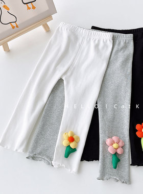 韩系1岁女童秋季打底裤外穿纯棉宝宝婴儿裤子春秋灰色长裤洋气薄