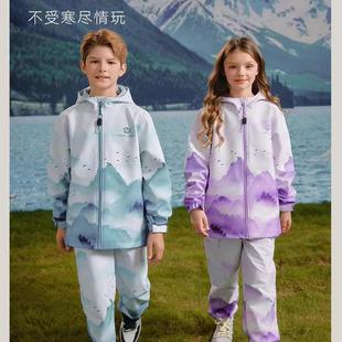尼韦兰正品儿童青山软壳裤男童女童冲锋裤秋季防风长裤中大童裤子