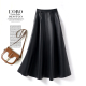 大摆裙a字裙 高腰显瘦百搭时尚 海宁真皮皮裙半身裙女长裙秋季 新款