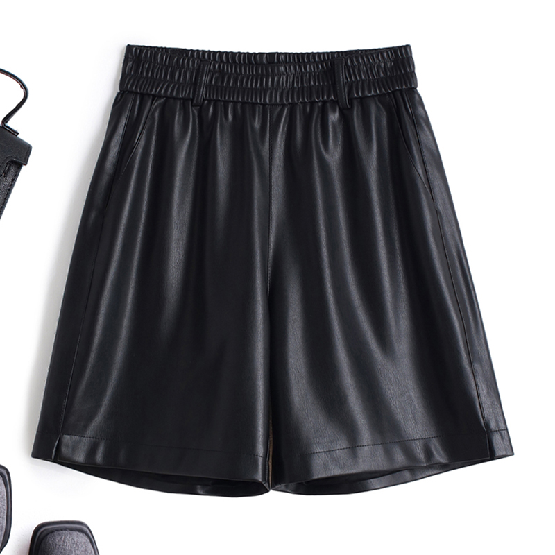 海宁真皮短裤女绵羊皮松紧五分裤