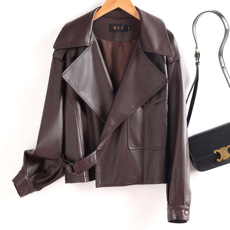 海宁真皮皮衣女短款宽松显瘦外套
