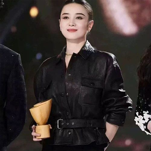 宋佳同款海宁真皮皮衣女短款夹克