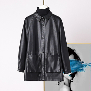 绵羊皮皮夹克宽松显瘦百搭外套 新款 海宁真皮皮衣女中长款 2025秋季