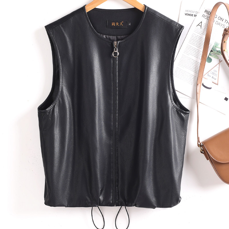 海宁真皮皮衣女短款绵羊皮马甲外套2025秋装新款韩版修身显瘦马夹