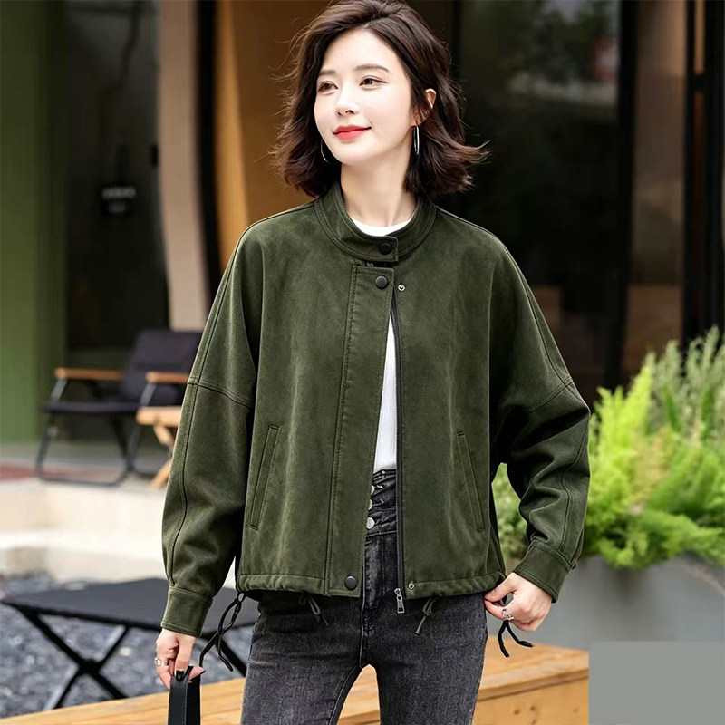 真皮皮衣外套女短款反绒皮皮夹克