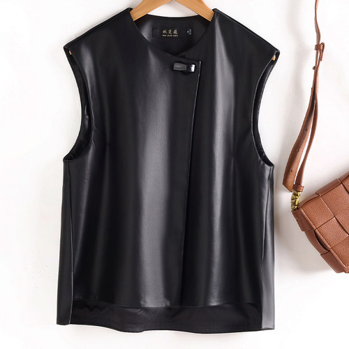 海宁真皮皮衣女短款百搭羊皮马甲