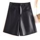女高腰显瘦短裤 百搭五分裤 2025秋季 绵羊皮直筒裤 新款 海宁真皮皮裤