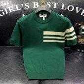 内搭打底衫 2025新款 撞色透气t恤男士 潮流百搭圆领针织短袖 潮 韩版