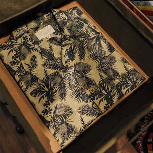 美式复古经典古巴领衬衫男短袖夏季透气夏威夷巴洛克花衬衫度假男