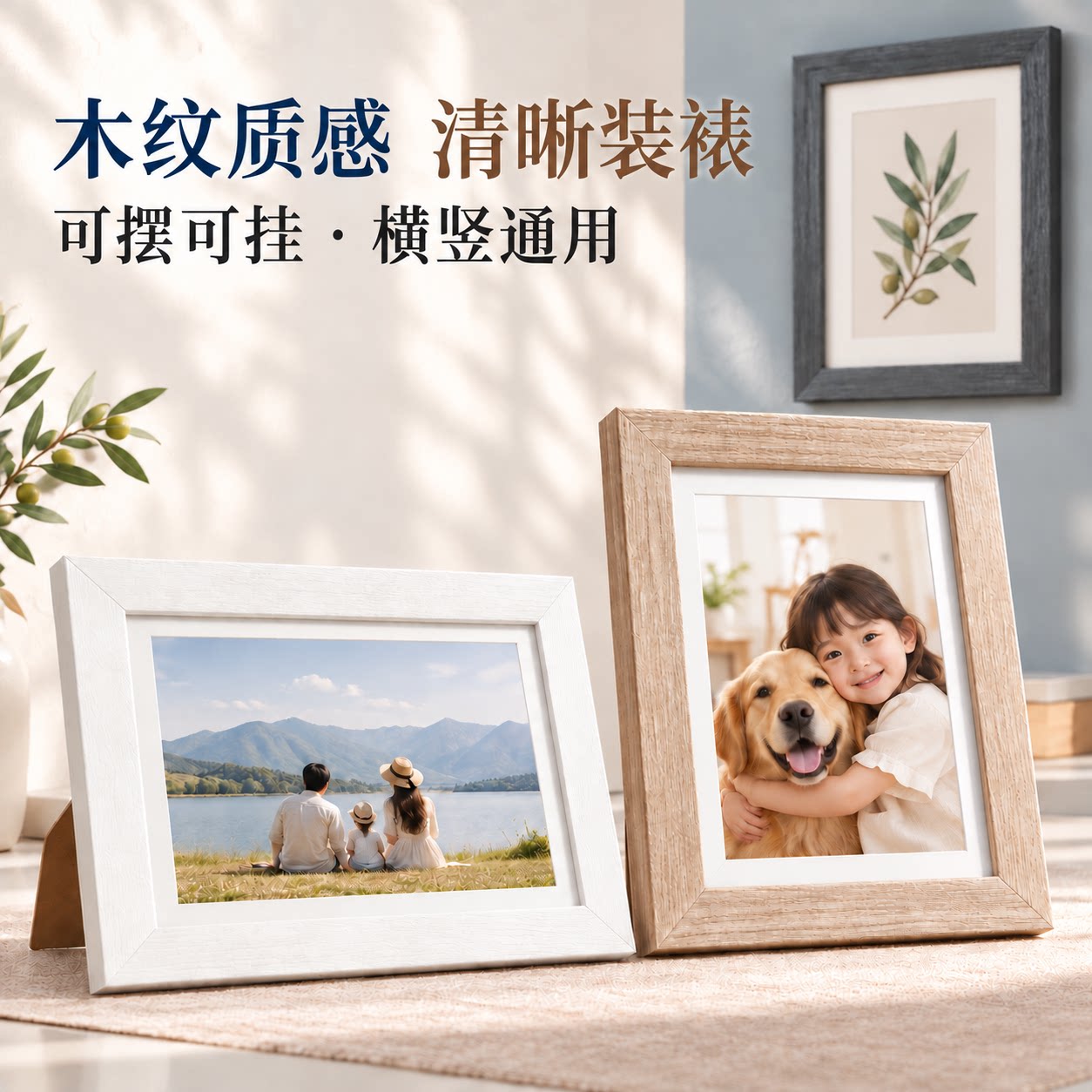 简约实木相框摆台挂墙多尺寸木纹质感清晰装裱横竖通用照片框