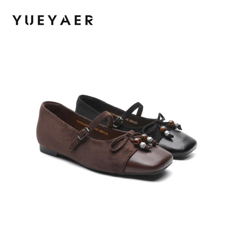 月芽儿蝴蝶结方头玛丽珍鞋女2026春季新款配裙子平底法式芭蕾舞鞋,女鞋,玛丽珍鞋,淘宝优惠券,粉丝福利购,淘宝优惠卷