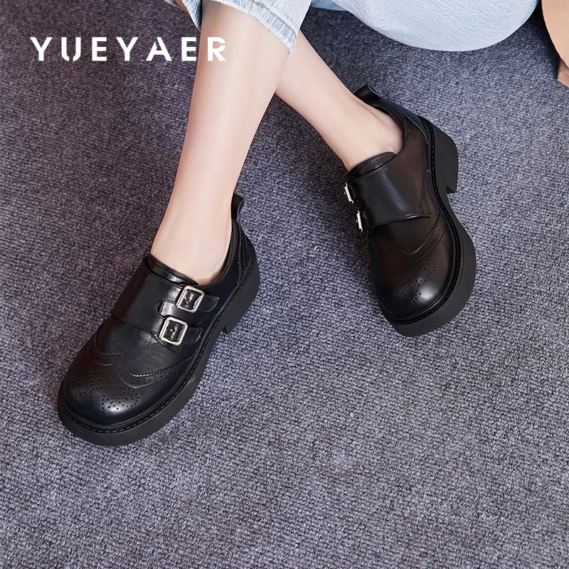 月芽儿厚底乐福鞋女2025新款秋季英伦风小皮鞋女粗跟百搭单鞋女鞋