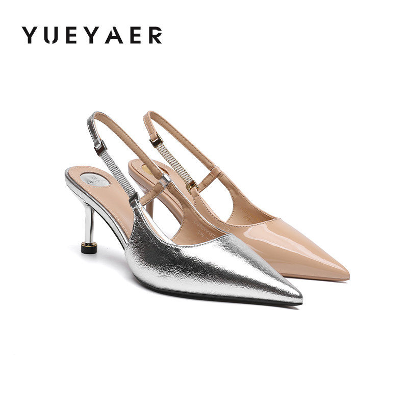 月芽儿气质尖头细跟高跟鞋女2026夏季后空凉鞋百搭配裙子绝美单鞋