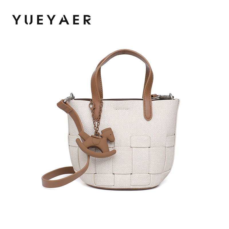 月芽儿包包2026新款时尚复古编织菜篮子水桶包手提包单肩包斜挎包,箱包皮具/热销女包/男包,水桶包,淘宝优惠券,粉丝福利购,淘宝优惠卷