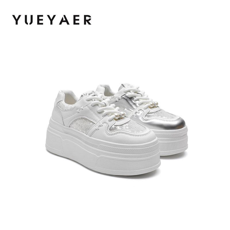 月芽儿厚底小白鞋女款新款夏网面透气板鞋增高百搭运动休闲鞋