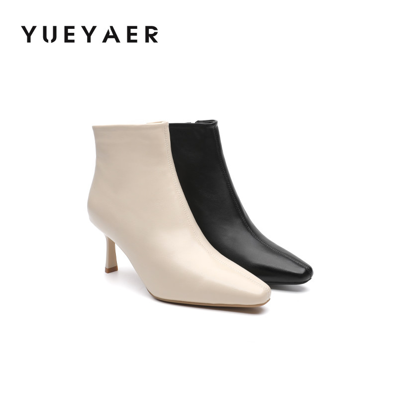 月芽儿尖头细跟高跟鞋女2025新款冬季气质百搭时装靴短靴瘦瘦靴女