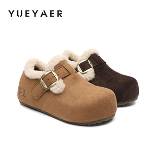 月芽儿加绒雪地靴2025新款冬季复古厚底休闲勃肯鞋内增高加厚棉鞋