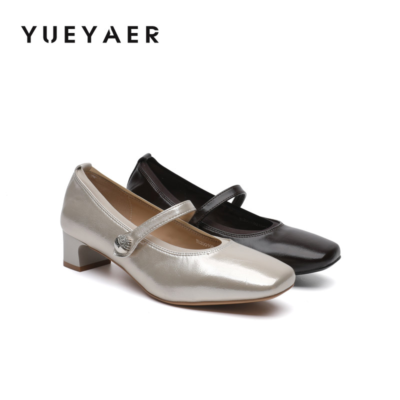 月芽儿法式玛丽珍鞋一字带单鞋女复古浅口小皮鞋粗跟方头通勤鞋子,女鞋,玛丽珍鞋,淘宝优惠券,粉丝福利购,淘宝优惠卷