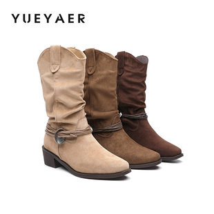 月芽儿复古堆堆靴短靴女2025新款美拉德马丁靴中筒单靴配裙子靴子