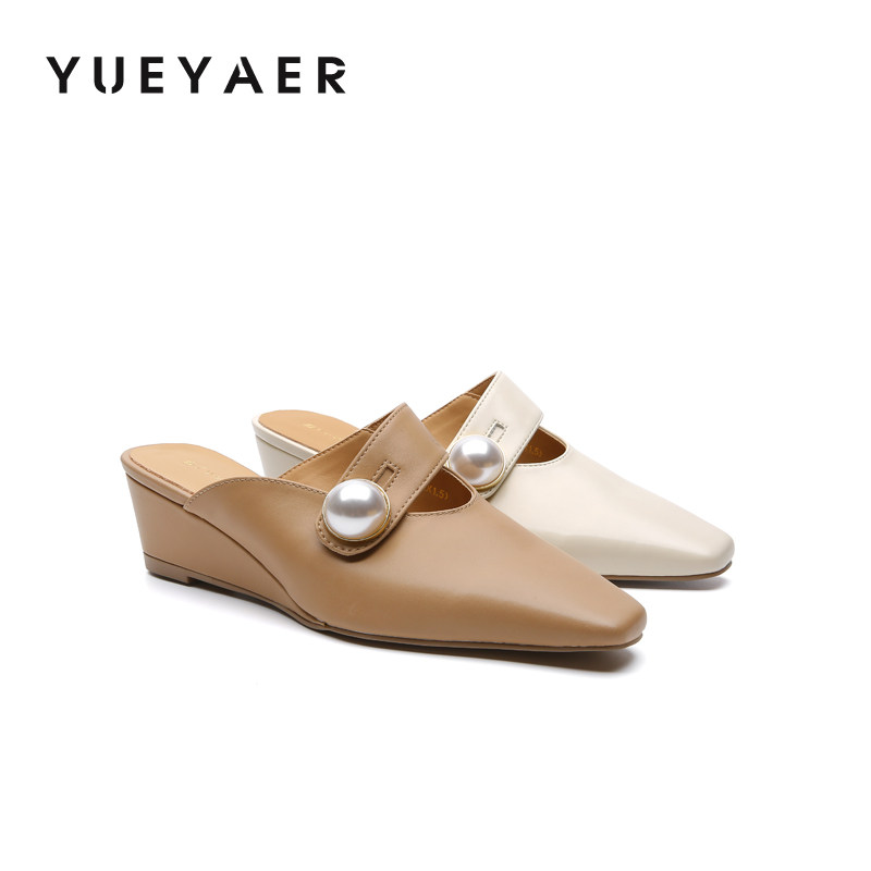 月芽儿包头半拖鞋女款2026春季新款穆勒拖坡跟懒人一脚蹬舒适单鞋,女鞋,穆勒鞋,淘宝优惠券,粉丝福利购,淘宝优惠卷