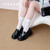 女2025春季 新款 休闲软底单鞋 月芽儿厚底乐福鞋 粗跟英伦风jk小皮鞋