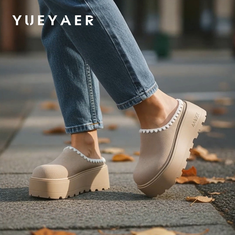 月芽儿厚底增高勃肯鞋半拖女2026新款春季复古包头拖鞋外穿穆勒鞋