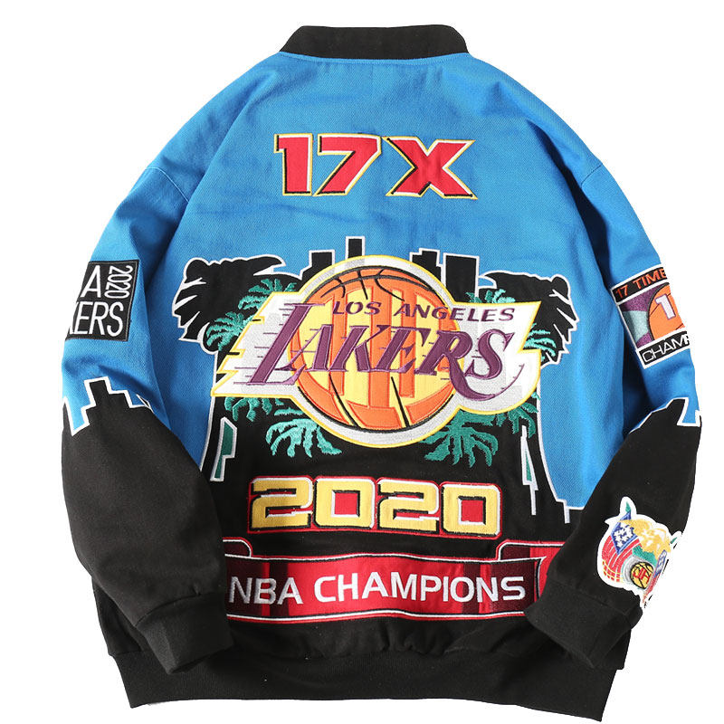 2021湖人科比夹克男女潮牌棒球服nba外套工装宽松纯棉长袖立领